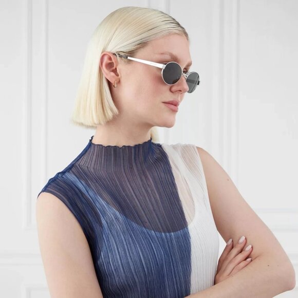 NEW SL692 002 SAINT LAURENT SUNGLASSES ROUND SILVER UNISEX EYEWEAR - Picture 3 of 5